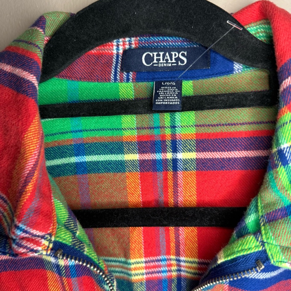 CHAPS Blue Green Red Plaid Casual Zip Jacket SZ/LG New With Out Tags Cotton - Picture 5 of 10